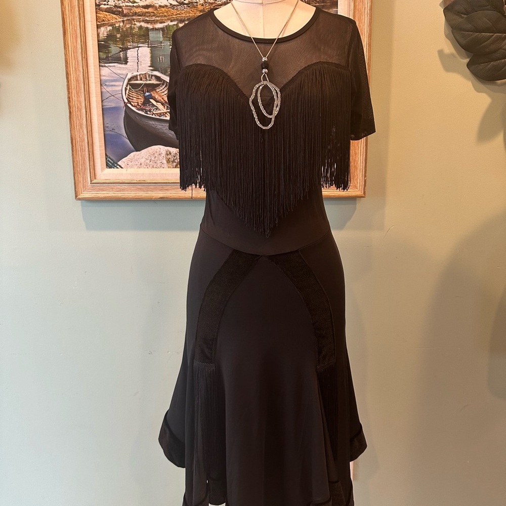 Black Fringe Dress M